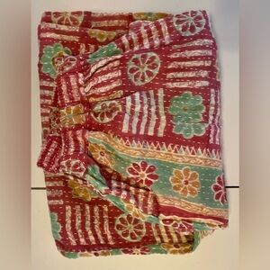 (NWOT) Vintage Handmade Cotton Lounge Pants | Boho Kantha Print | Elastic Waist